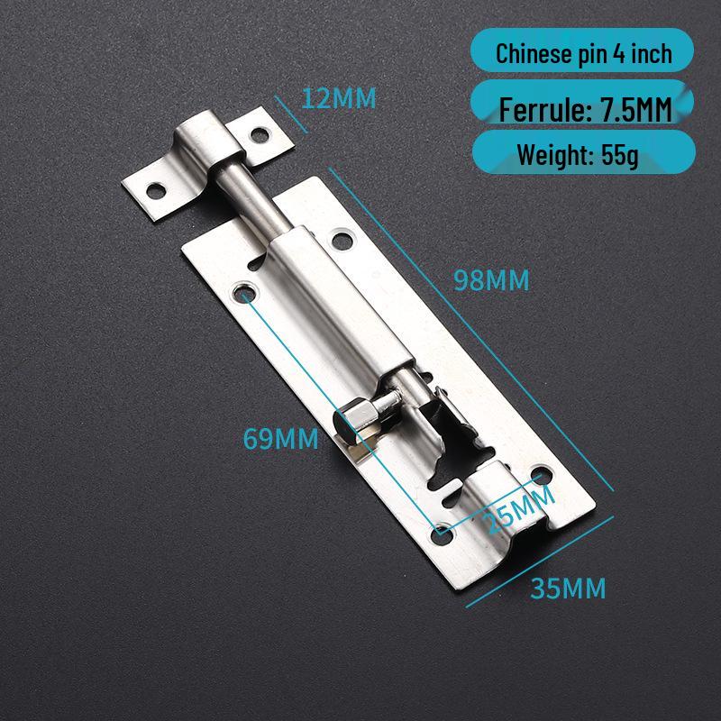 Thickened Stainless Steel Anti-Theft Door & Window Latch: Square Bolt for Cabinets & Doors, Surface-Mounted, Chinese Style