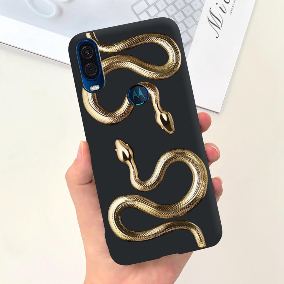 For Motorola One Vision Case One Macro BaCK Cover Gothic Black Cool Fashion Phone Mask For One Vision OneMacro Bumper Soft Matte