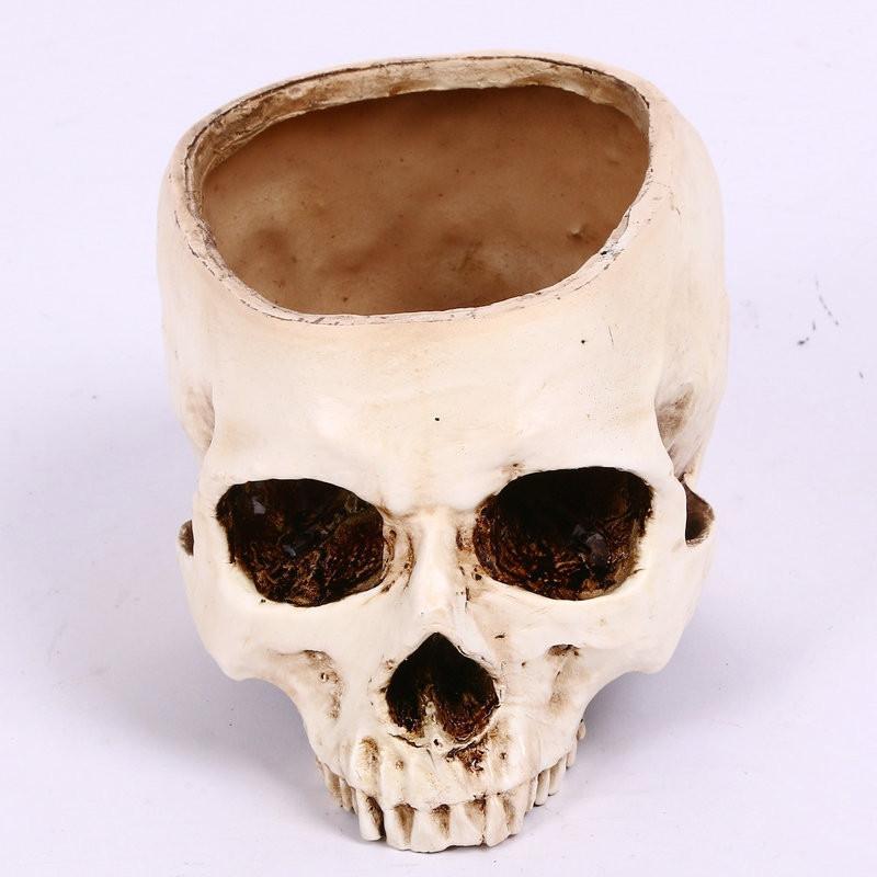 Premium Resin Human Skull Head Design Flower Pot Planter For Unique Home Decor