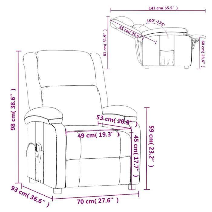 VidaXL Fauteuil de massage Bleu Velours 342420