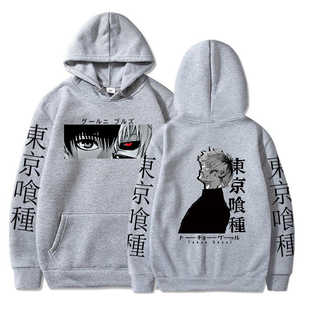 Ghost Graphic Cartoon Japanese Anime Print Pattern Hooded Sweater Male Hoodie Casual Hip-Hop Top