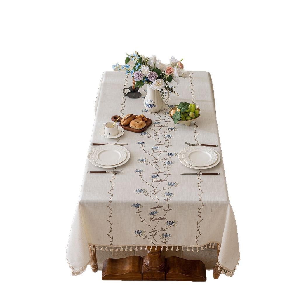 Tablecloth Imitation Cotton And Linen Plant Flower Tablecloth Modern Simple Tablecloth Cover Towel Factory