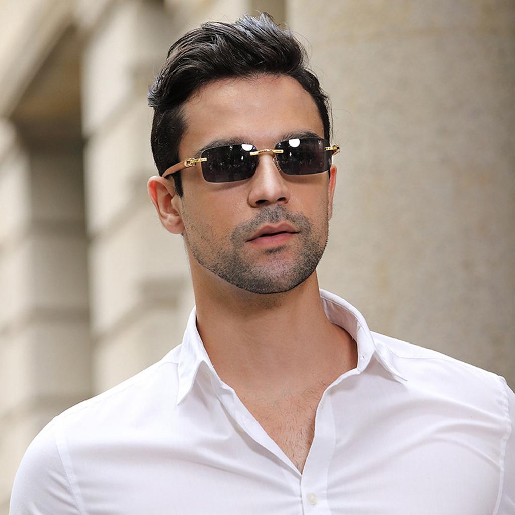 New Fashion Sunglasses Men's Ultra-clear Rimless Sunglasses Ocean Diamond Trimming Trend