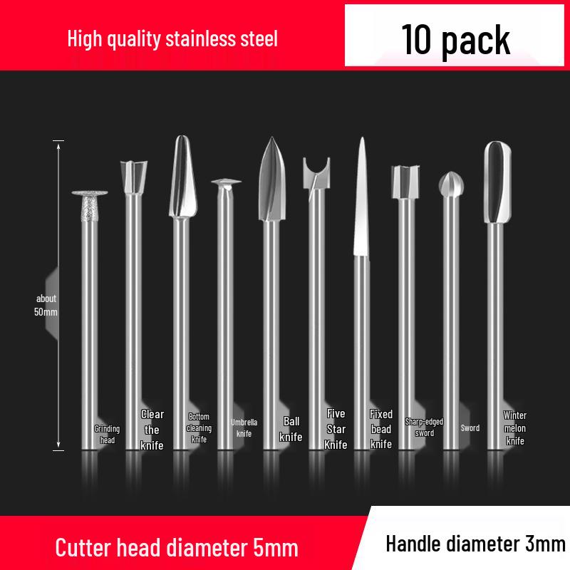 Dental & Wood Carving Tool Set: Power Tool, Engraving Knife, Steel Drill Bit, Grinding & Scribing Heads