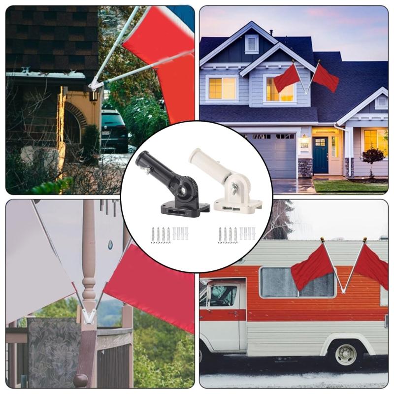 Adjustable RVs Flag Poles Mount 180 Degree Rotation Double Hole Design For Wall And Light Poles Installation Aluminum Alloy