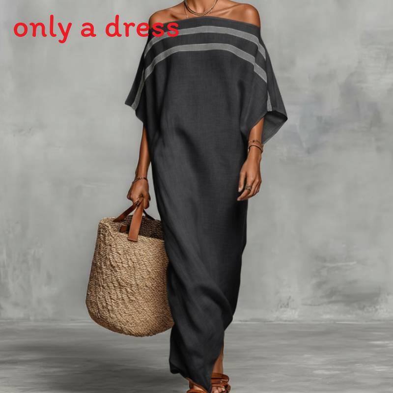Polyester Striped Loose Fit Dress For Casual Spring Fashion
