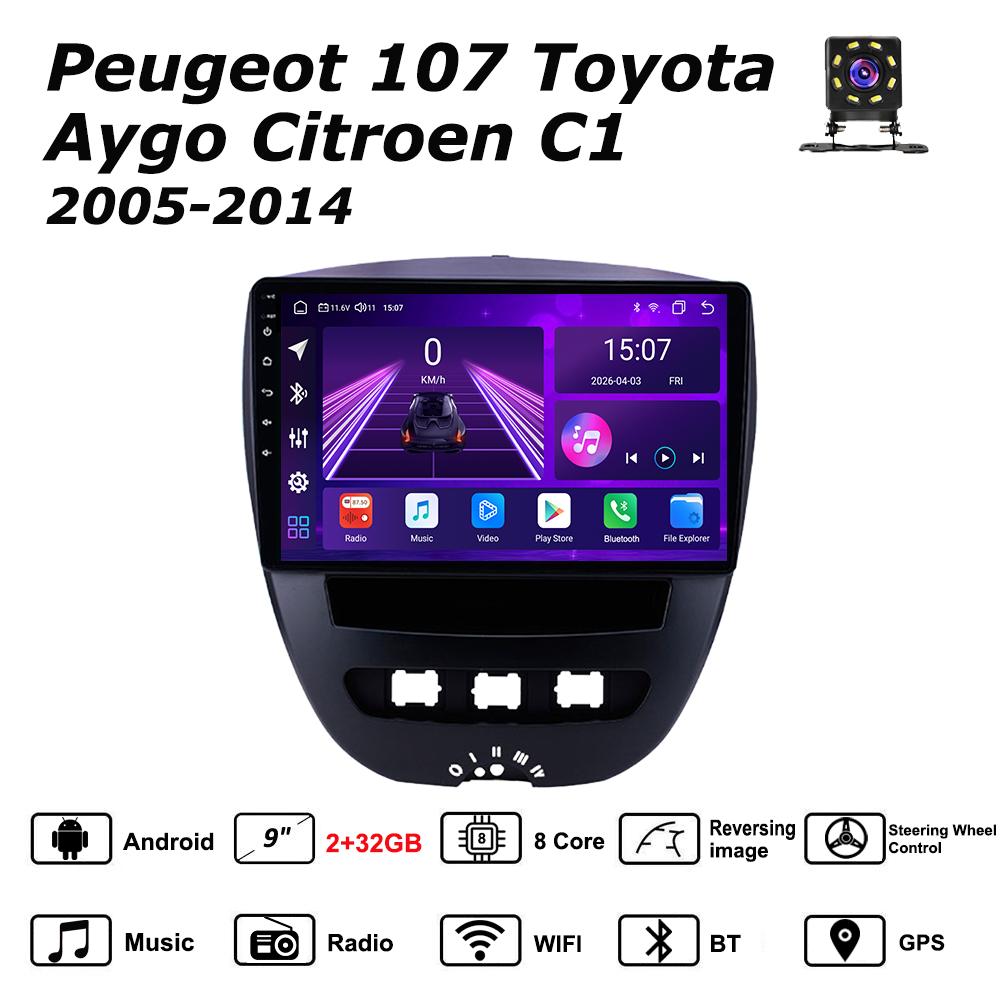 

Android Car-Play Car Radio For Peugeot 107 Toyota Aygo Citroen C1 2005-2014 Multimedia Player Head Unit Stereo GPS Navigation BT WIFI,8 CORE ,2+32GB