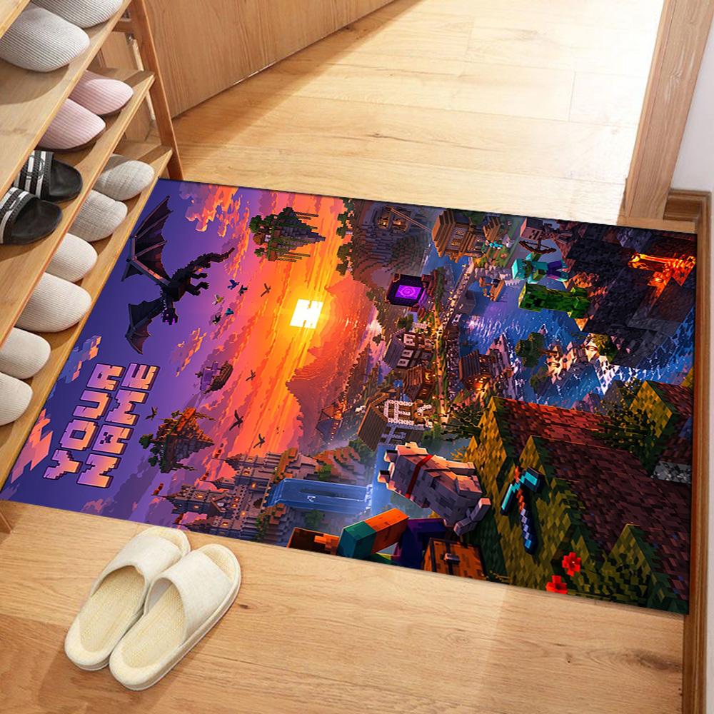 Minecraft Personalized Text Area Rug Design For Bedrooms Study Room Living Rooms Kitchen Antislip Carpet Anime Office Decor Wedding Party Gift