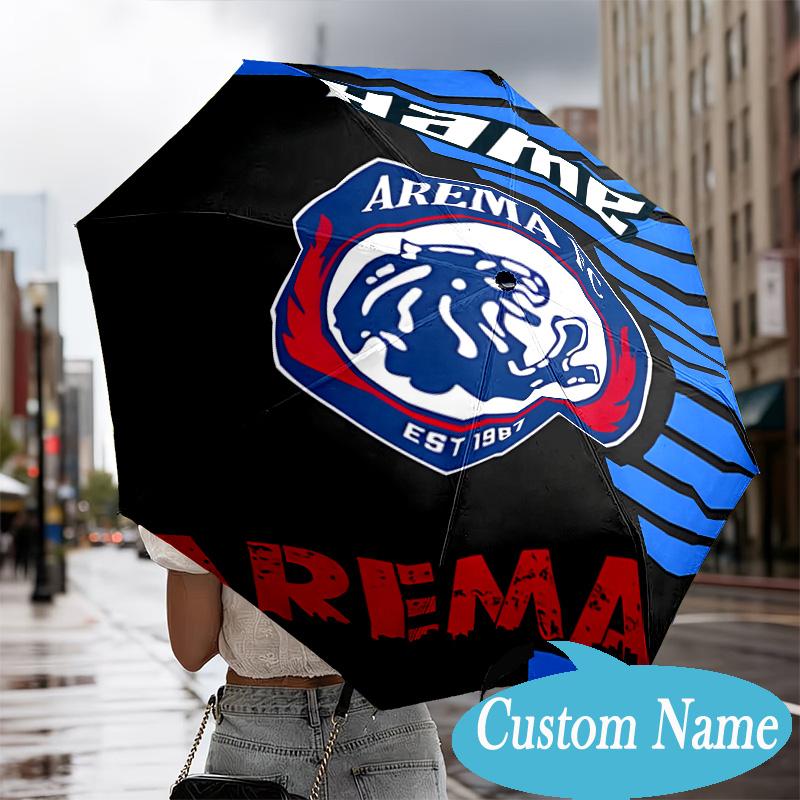 Custom Name AREMA Football Crest Design Umbrella Folding Umbrella, Automatic Umbrella - 8-Frame for Travel, Casual Lightweight Personalized Gifts