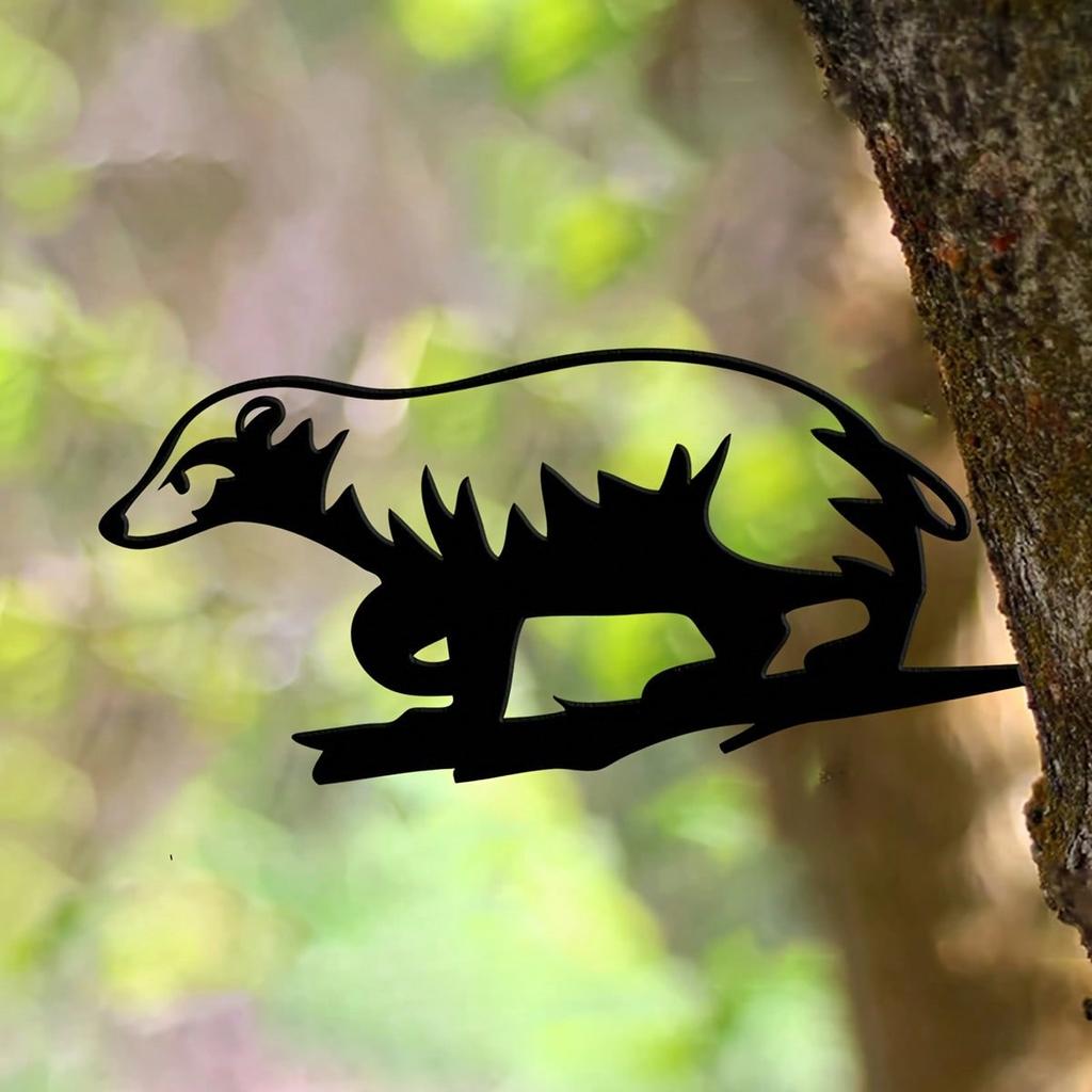 Metal Badger Silhouette Yard Sign, US Steel Lawn Art, Farmhouse Garden Decor, Hammerable Stake, Housewarming Gift