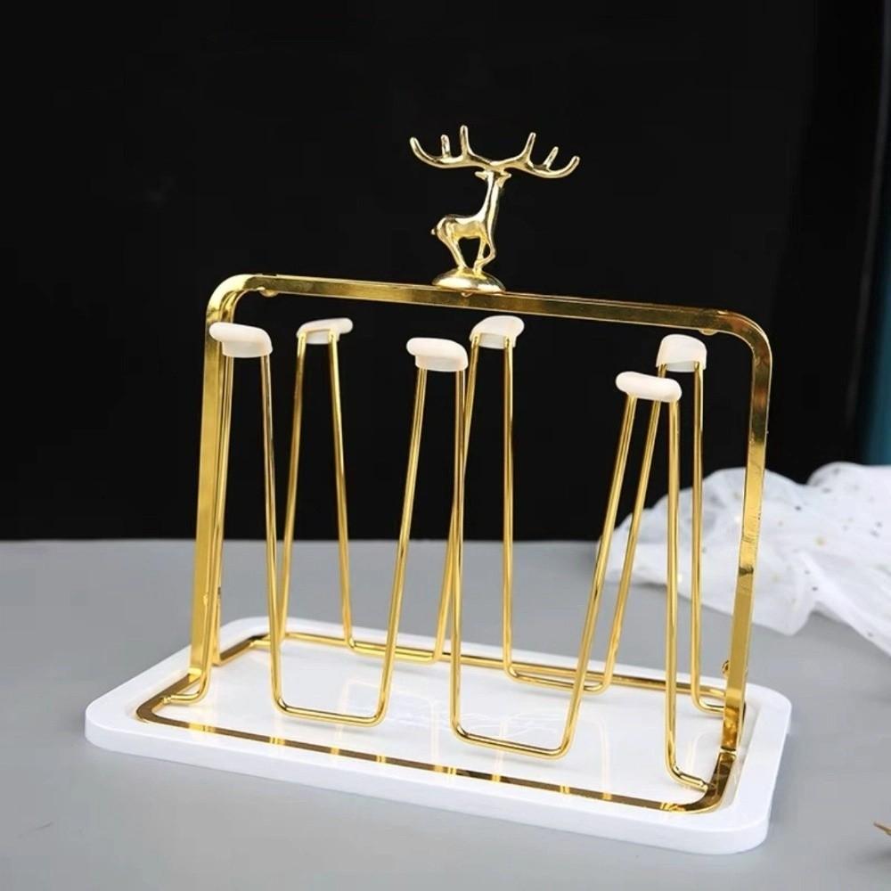 Iron Art Cup Storage Rack Reindeer Decorative Cups Shelf New Cup Tray Holder For Drying Cups