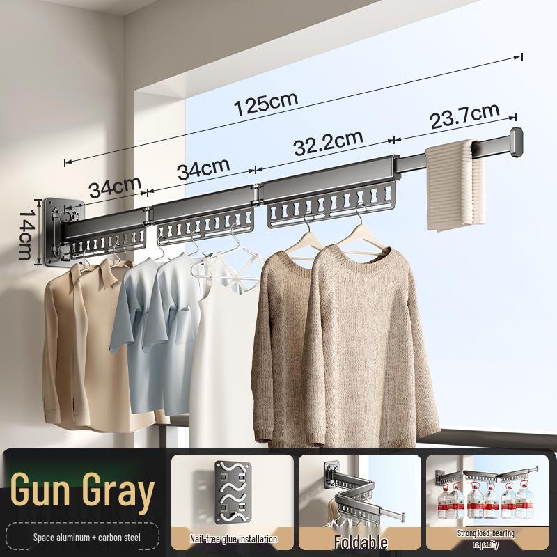 Invisible Retractable Folding Clothes Drying Rack for Indoor/Outdoor Use