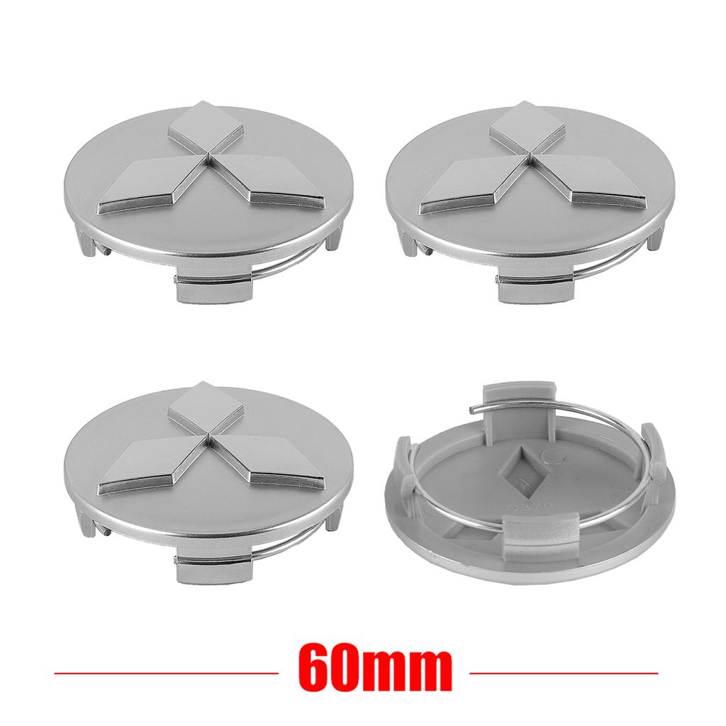 Tapacubos Originales 4 Piezas 60MM Logo Emblema para Rueda Central de Mitsubishi Ralliart Pajero EX Lancer Outlander Competition