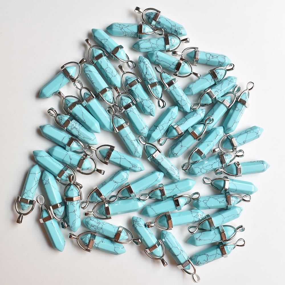24pcs/lot Fashion quality assorted natural stone mixed pillar charms chakra Pendants & necklaces for making free