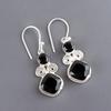 Natural Black Onyx Gemstone 925 Sterling Silver Handmade Jewelry Earrings 1.12" EE-69-16