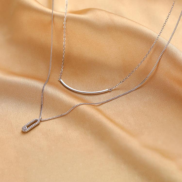 

Double Layer Sparkling Diamond Necklace For Women Minimalist Layering Luxury Choker Cold Winter Sweater Chain