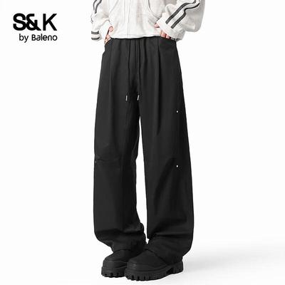 Baleno Men's S&K Retro Loose Wide-Leg Cargo Pants