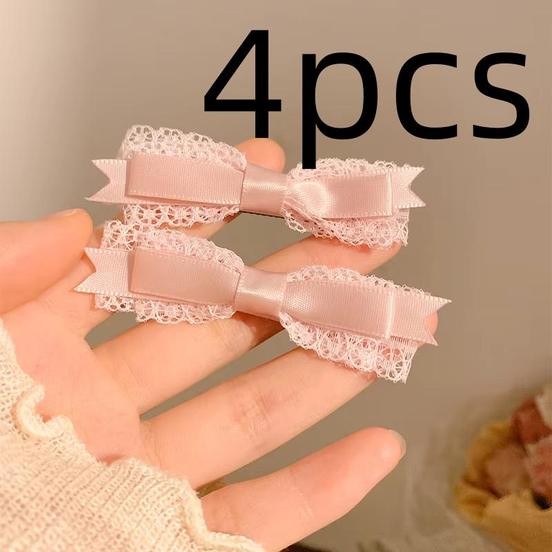 1 Paar Rosa Schleife Haarspangen Spitze Süßer Kopfschmuck Zirkon Schleife Haarnadel Mädchen Loli Cosplay Haaraccessoires