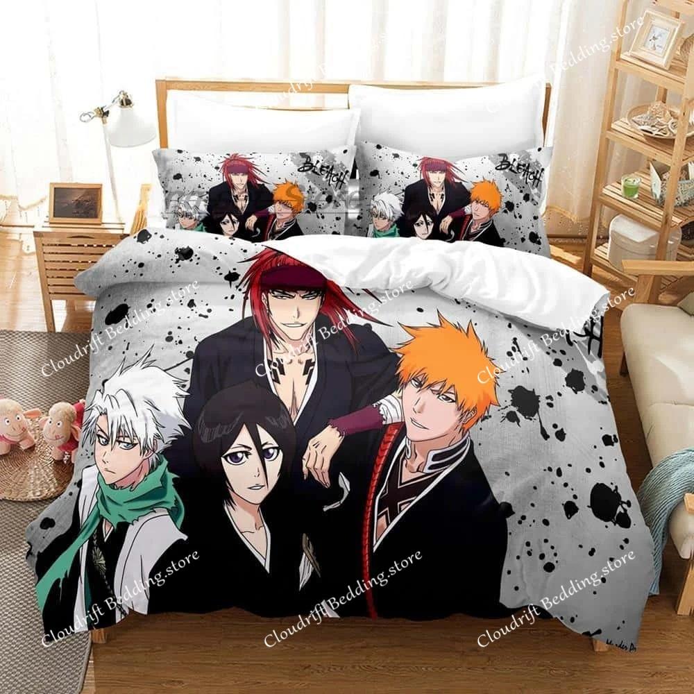New Anime Bleach Cartoon Print Duvet Cover Pillowcase Bedding Set Double Twin Full Queen King Adult Kids Bedclothes Quilt Cover