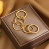 Statement Stainless Steel Multilayer Stackable Link Chain Ring 18K Gold Color Connecting Ring Fashion Jewelry Party Gifts