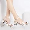 Elegant Woman Heeled Shoes 2025 Buckle Strap Women's Sandals Fashion Plus Size Solid Office and Career Summer Peep Toe Sandals