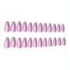 Stylish Pink & Purple Glitter Long Almond Nail Art Set - 24 Pieces
