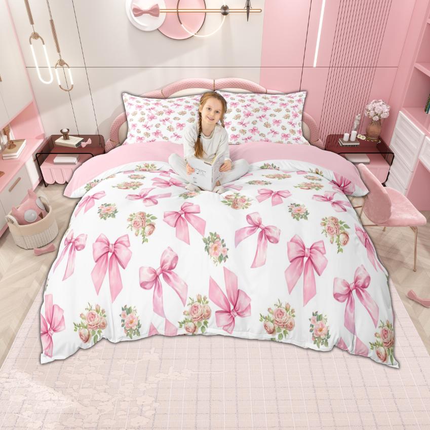 

Comforter Homewish Girls Bow Knot 2Pcs/3Pcs Princess Style Bedding Girly Bowtie Comforter Set Comforter (quilt)-EU Single(135*200cm)3pcs