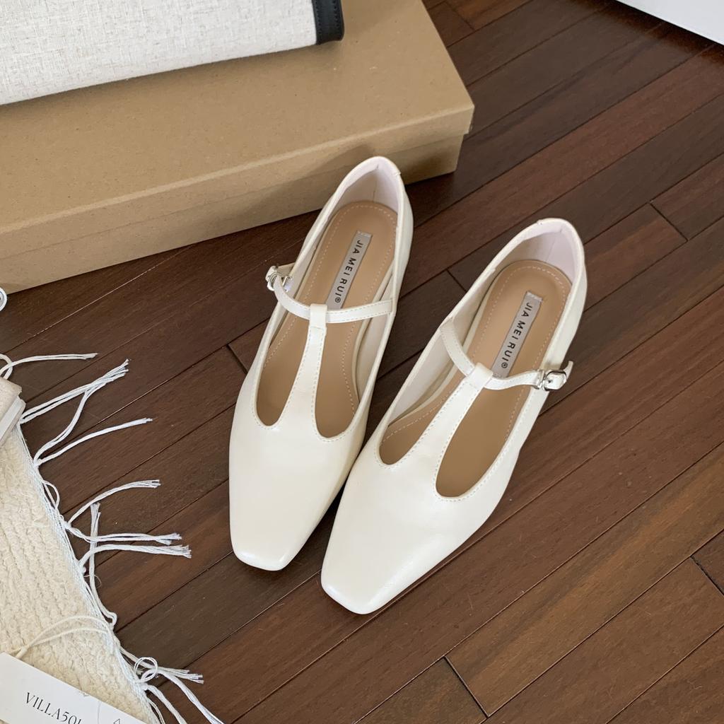 Fashion Bailamos Brand Vintage Square Toe Women Flats Outside Buckle Loafers Zapatos Mujer Elegant Dress Shoes Fashion Slip On Casual Sh