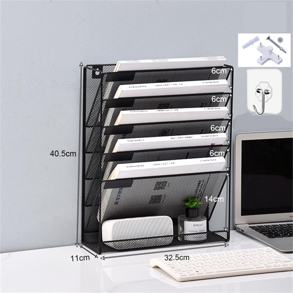 Estante de Metal para Revistas y Periódicos Montado en la Pared para Hogar Oficina Libros Periódicos Archivos Carpeta Pantalla de Escritorio