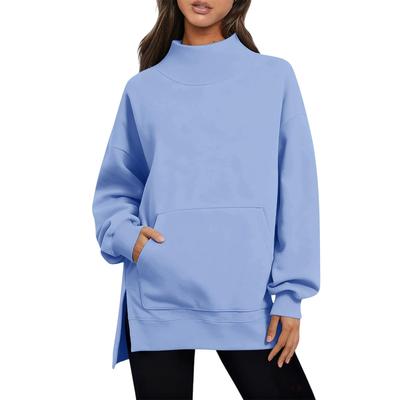 Mock Neck Sweatshirt Damen Mockneck Gemütliches Tunika Sweatshirt Ohne Kapuze Langarm Fleece Oversized Pullover Tops Pullover