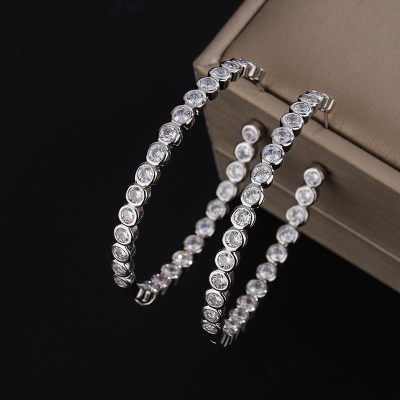 Diamond earrings European and American trend zircon large earrings, slightly zircon cold wind earrings