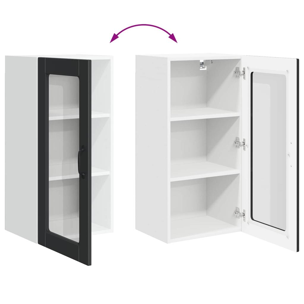 Wall Mounted Glass Cabinet LUCCA Black 40 X 31 X 80 Cm Particleboard