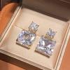 925 Sterling Silver Drop Earrings with AAA Cubic Zirconia Crystal Shiny Female Wedding Earring High Quality Statement Jewelry