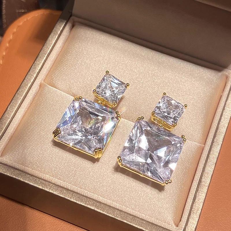925 Sterling Silver Drop Earrings with AAA Cubic Zirconia Crystal Shiny Female Wedding Earring High Quality Statement Jewelry