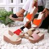 Platform Wedge Sandals For Women With Heels One Strap Design Stylish And Casual Leather Open Heel Cork Wedge Sandal For Womens