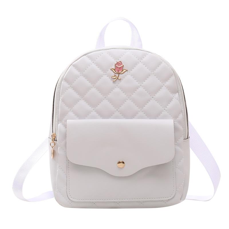 Small School Bag Korean Fashion Women's Bag Casual Diamond Small Backpack Portable Shoulder Bag Rose Decorative Backpack