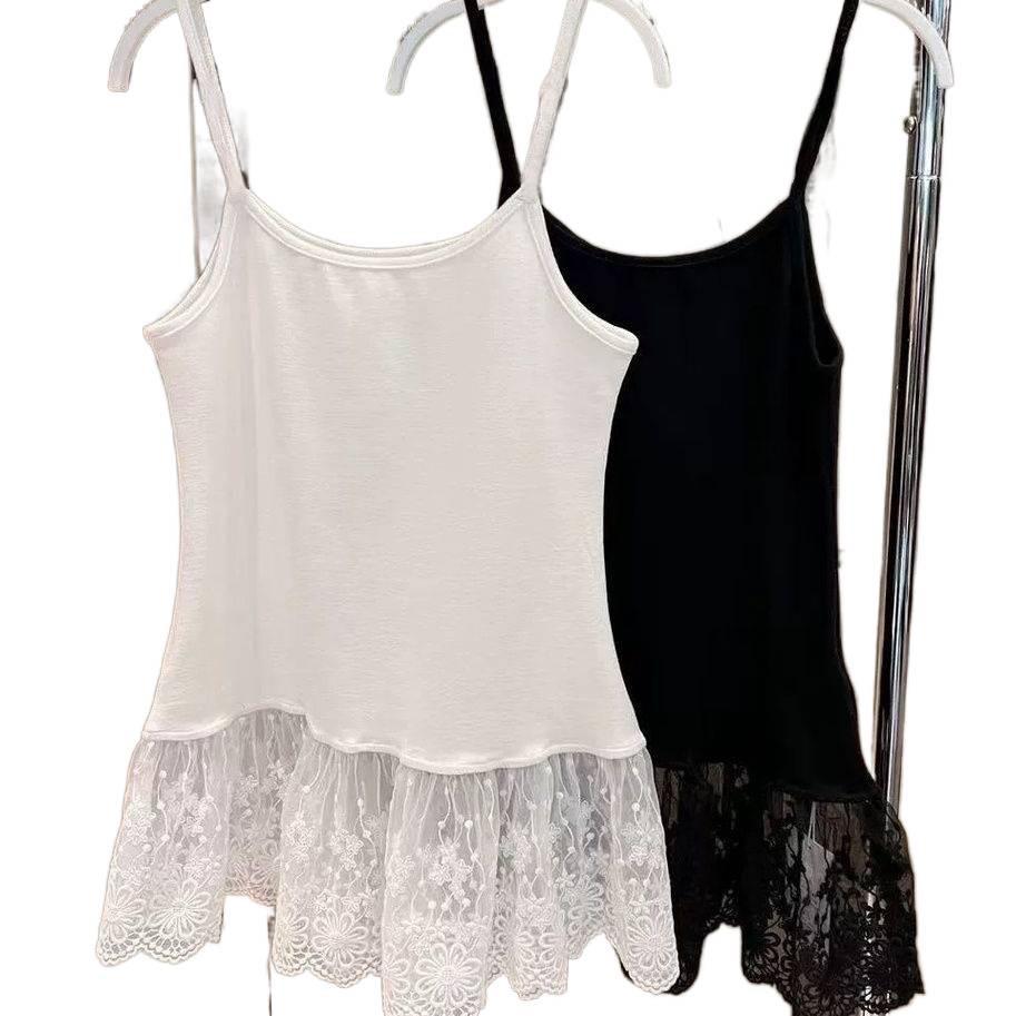 95% Cotton Lace Trim Camisole Vest - Women's Spring/Summer 2026 New Arrival, Plus Size, Slim Fit, Layering Inner Top