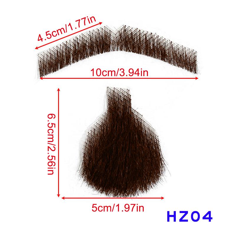 100% Human Hair Beard Black Brown Lace Mesh Beard Shallow Short Realistic Fake Moustache For Men Makeup Facial Hair Hand Made