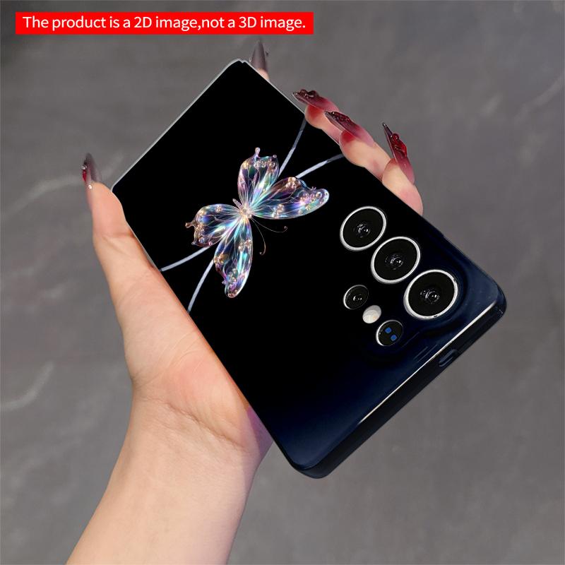2DFlat Samsung Phone Case Iridescent Butterfly On Black Gradient Applicable To Galaxy S22 S23 S24 S25ULTRA S26 A12 A13 A14 A15 A16