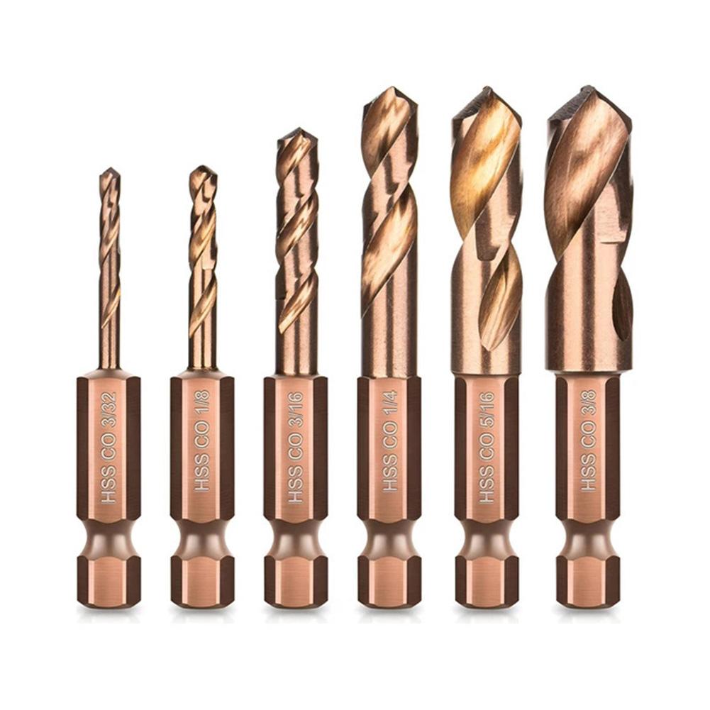 High-Speed Steel Hex Shank Short Drill Bit Set 5 Piece Precision Drilling For Metal Wood Plastic Drilling Power Tools