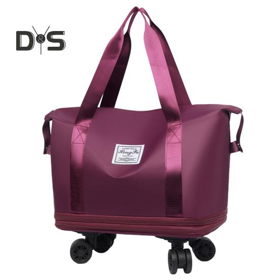 Reisegepäcktasche, Trolley-Tasche mit Rädern, wasserdicht, erweiterbar, für die Übernachtung, tragbar, zusammenklappbar, für Reisen, Einkaufen, Fitnessstudio