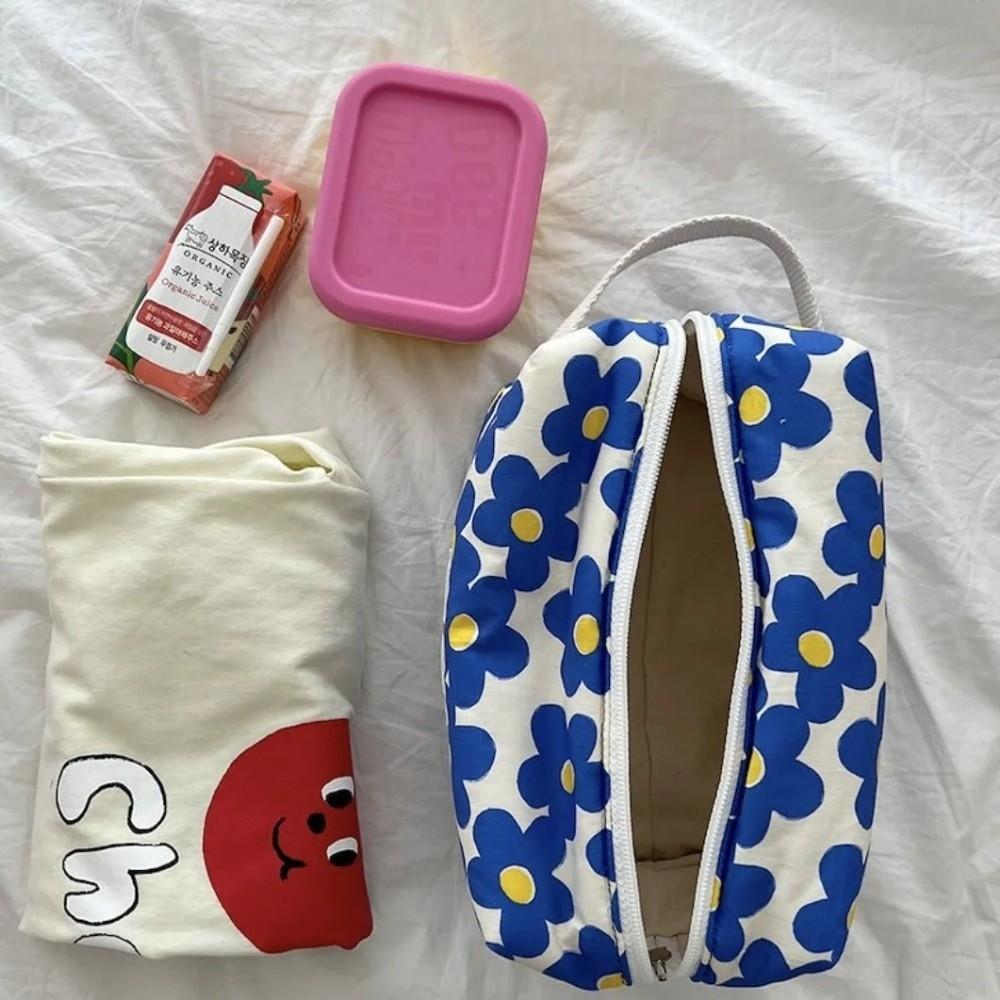 Casual Printed Handheld Bag Travel Large Capacity Toiletry Storage Bag Small Handbag Women Girls