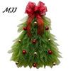 Lighted Christmas Garland Handmade Tree Wreath for Front Door, Xmas Shaped Teardrop Swag Door Hanger Gift Family with Light, Holiday Hanging