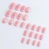 Cross-border Sweet Pink Floral 3D Glue Medium Square Nail Tips - 24 Detachable Pieces