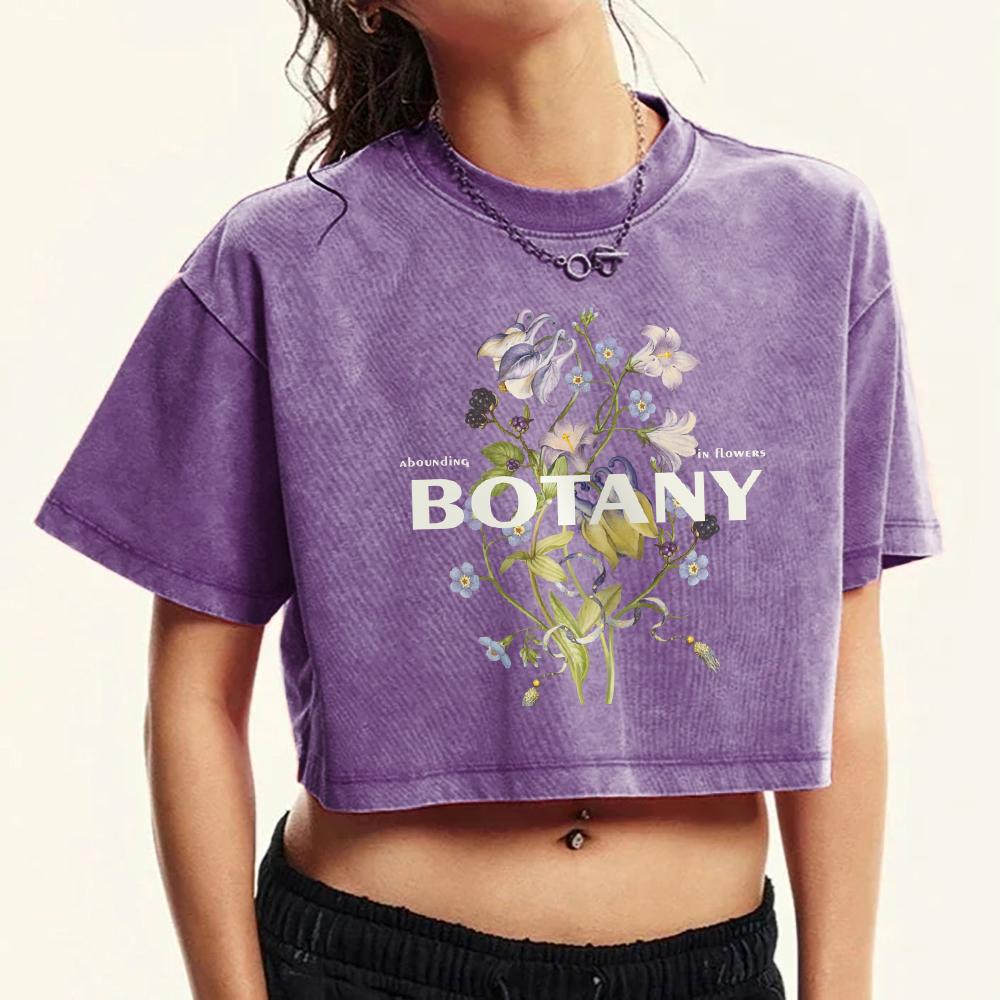 

Обилующая цветами Bostany Принтованная женская выстиранная футболка Фитнес Хлопок Короткий рукав Уличный топ Приталенная Ретро футболка XL