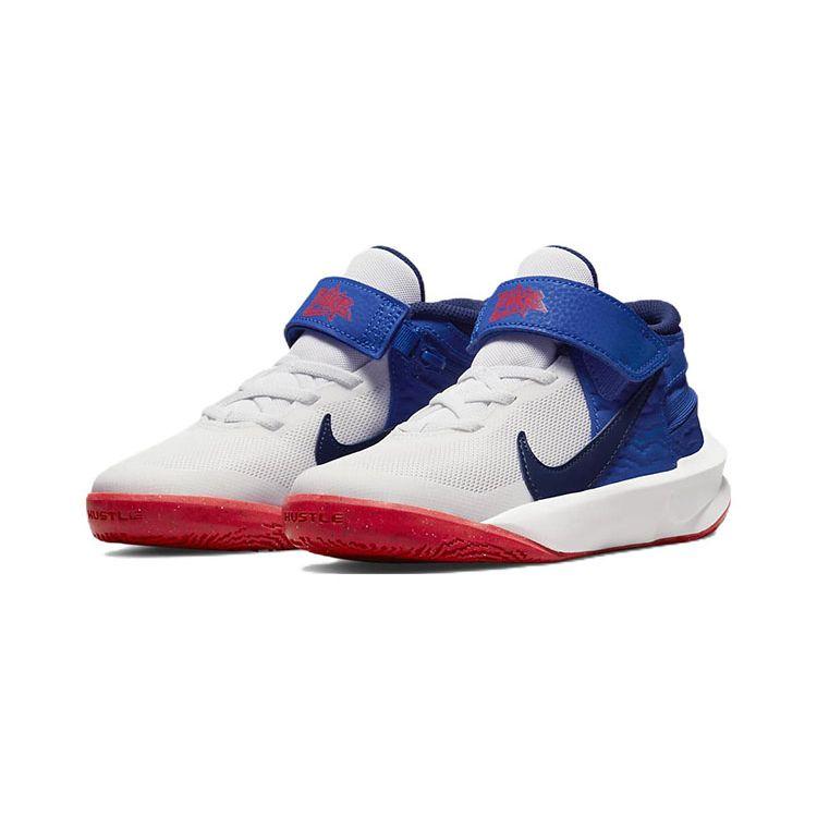 Nike Team Hustle D10 FlyEase PS Weiß Game Royal Kinder-Sneaker Summit-White Bright-Crimson Midnight-Navy DD7302-103