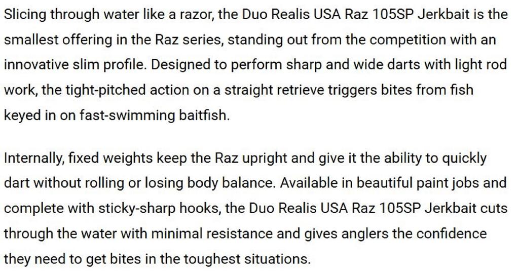 Duo Realis USA Raz Jerkbait 105SP Suspend Lure RUD3058 (5786)