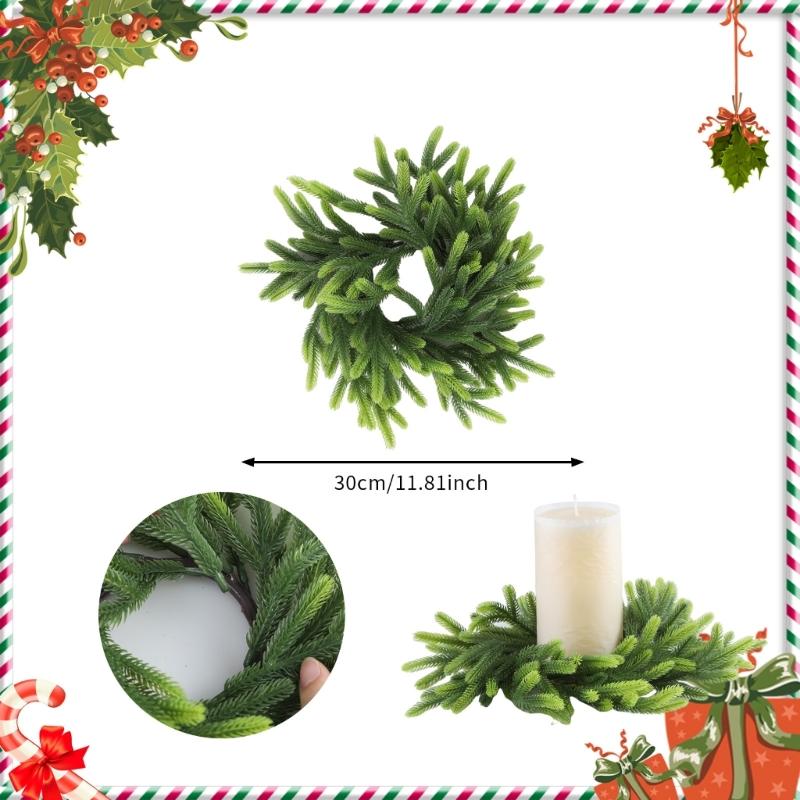 Norfolk Pine Garland Artificial Snow Pine Garland for Christmas Home Table Centerpieces Christmas Candle Rings Wreath