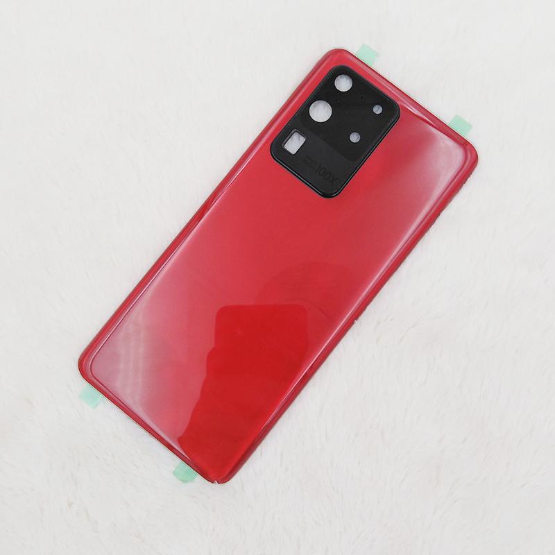 Back Battery Cover For Samsung Galaxy S20 Ultra S20U 5G SM-G988 Glass Rear Housing Replacement Parts With Camera Lens Frame