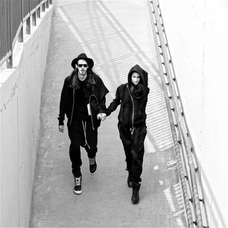 Spring Autumn Hoodies Men Zipper Cardigan Harajuku Black Sweatshirts Hip Hop Swag Style Skateboard Streetwear Cloak Hooded Jacket Coat